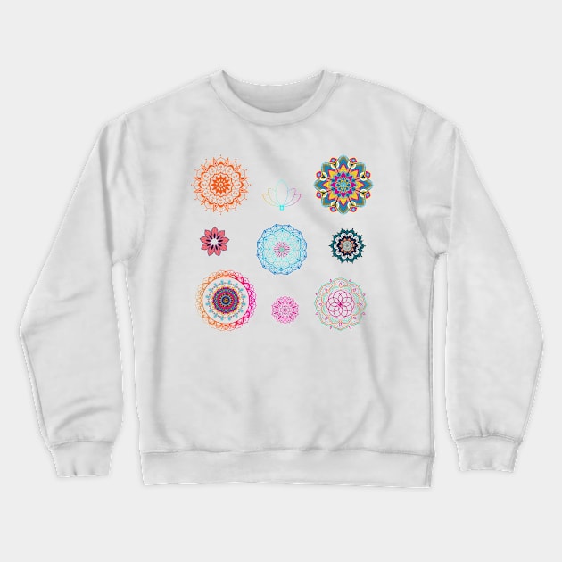 Mandala Multi with Lotus Flower Crewneck Sweatshirt by Coralgb